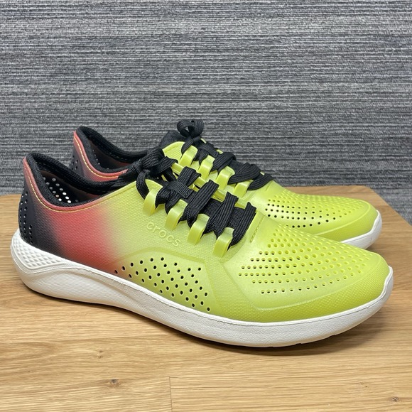 CROCS Other - Crocs Literide‎ Dip Pacer Sneaker Men 10 Yellow Red Comfort Loafer Shoes Beach
